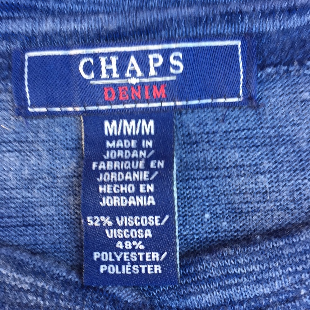 Chaps Top Blue Striped Short Sleeve Medium - Picture 3 of 4
